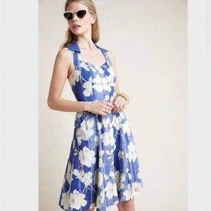 Anthropologie Women’s Size 6 Blue Floral Camellia Dress